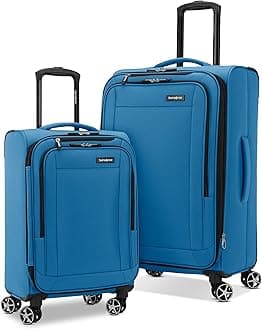 Saire LTE Softside Expandable Luggage with Spinner Wheels, Carribean Blue, 2-Piece Set (Carry-on/Medium)