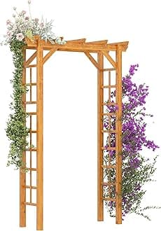 Outsunny 85" Wooden Garden Arbor for Wedding and Ceremony, Outdoor Garden Arch Trellis for Climbing Vines, Fir Wood