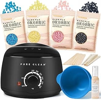 PURECLEAN Waxing kit, Hair Removal Home Wax Warmer, Hard Wax Kit with 4 Formula Hard Wax Beads for Full Body, Legs, Face, Eyebrows, Bikini Women Men At Home Waxing