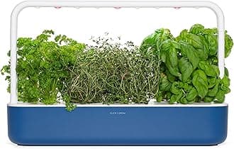 Click and Grow Indoor Herb Garden Starter Kit 9 Plant Pods Included (3 Parsley, 3 Thyme, 3 Basil) | Easier Than Hydroponics Growing System | Automated Quiet Technology with Grow Lights |Navy Blue