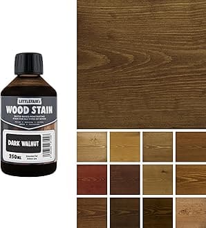 Littlefair's Wood Stain Water Based - 8.5oz/250ml - Indoor Furniture Stain Light & Dark Finishes - Special Non Toxic & Eco Friendly Formula - Wood Stain for Crafts - Color: Dark Walnut