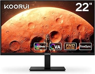KOORUI Computer Monitor 22 Inch PC Gaming Full HD 1080P 100Hz VA Panel LCD Display with Adpitive sync (HDMI/VGA/VESA 100x100mm/Audio Out)