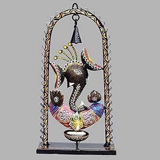 Ganesh Tea Light Candle Diya with Ringing Bell Decorative Metal Statue Showpiece for Living Room Home Decor, Tabletop, Diwali Gift