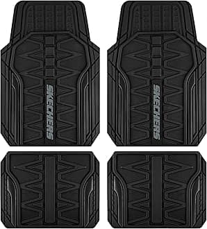 Skechers Car Floor Mats,Heavy Duty Rubber Car Mats Full Set,All WeatherFloor Mats,Waterproof Trim to Fit Universal Floor Liner Car Accessories,Automotive Floor Mats for Cars Trucks SUV,Black