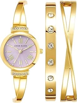 Anne Klein Women's Premium Crystal Accented Bangle Watch Set, AK/2245RTST