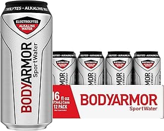 BODYARMOR SportWater Alkaline Water, Superior Hydration, High Alkaline Water pH 9+, Electrolytes, Perfect for your Active Lifestyle, 16oz 12 pack Cans
