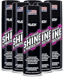 Slick Products Shine & Protectant Spray 17.35 FL OZ. - High Gloss Clear Coating Renew Vinyl, Plastic, Rubber, Trim, Tire, Car, Truck, Motorcycle, Dirt Bike (6-Pack)