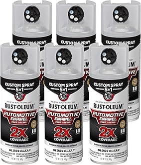 Rust-Oleum 2X Automotive Enamel Custom Spray 5-in-1 Spray Paint, 12 oz, Gloss Clear, 6 Pack