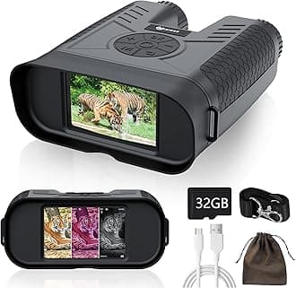 Night Vision Goggles Rechargeable - Full-Color Infrared Binoculars with FHD 1080P, 1968FT Viewing Range for Hunting, Includes 32GB Memory Card for Photo and Video Storage