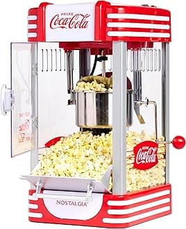 Nostalgia Coca-Cola Popcorn Maker Machine - Professional Tabletop With 2.5 Oz Kettle Makes Up to 10 Cups - Vintage Popcorn Machine Movie Theater Style - Coke Red