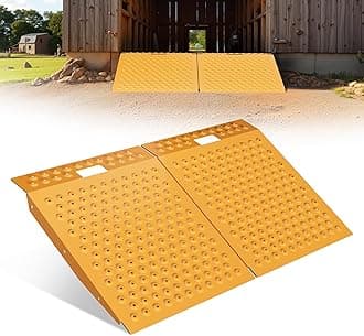 VNN 29" x 48" Shed Ramp for Riding Mower - 1500 LB Capacity Shed Ramps, Anti-Slip Punch Plate Ramp for ATV, Motorcycles, Garages & Barns (2PC, Yellow)