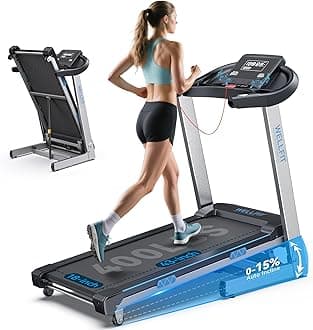 WELLFIT Treadmill with 15% Auto Incline, 400lbs Treadmills with Handlebar for Home, Voice Control Mute Remote, Under Desk Treadmill for Home Small Office, Walking Pads Work with KINOMAP Apple Health