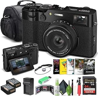 X100VI Digital Camera (Black) (16821913) + 64GB Card + Card Reader + Battery + Charger + Photo Software + Carrying Case + Flex Tripod + Memory Card Wallet + Cleaning Kit + Cap Keeper Bundle
