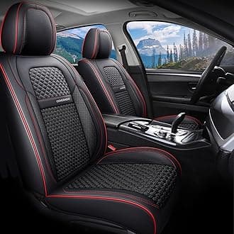Car Seat Covers Front Seats, Waterproof Front Seat Covers Nappa Leather Seat Covers for Cars, Breathable Summer Car Seat Cushion Universal Fit for Most Cars SUV Trucks(Front, Black)