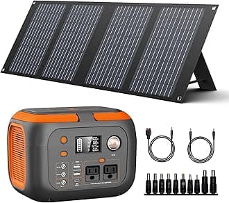 300W Portable Power Station with Solar Panel 40 Watt, 260Wh Solar Powered Generator for Camping Lithium Battery Bank with Solar Panels, 110V Outlet Solar Power Banks, Solar Generator for Outdoor