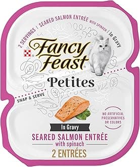 Purina Fancy Feast Petites Seared Salmon Entree With Spinach in Gravy Gourmet Wet Cat Food - (Pack of 12) 2.8 oz. Tubs