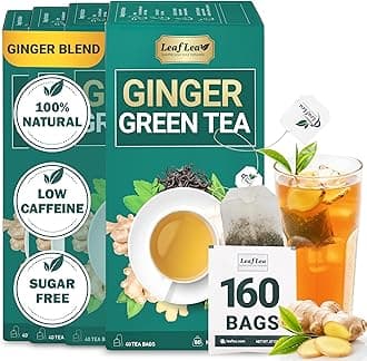Premium Ginger Green Tea Bags Blend, Natural Green Tea with Ginger Tea Bags, Spicy and Warming Flavor Promotes Healthy Digestion, Ideal For Gift Box | 160 Tea Bags
