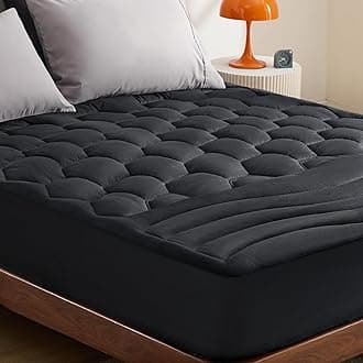 Bedsure Black King Mattress Pad - Quilted Fitted Mattress Topper Protector with 8-21 Inches Deep Pocket, Noiseless Breathable Bed Cover Padded, Machine Washable, Black,78x80 Inches