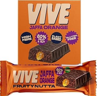 Jammy Jaffa Orange Fruity Nutta Bars – Vegan Fruit & Nut Snack with Real Jam Filling – 80% Fruit & Nut, Belgian Chocolate Coated, High Fibre, Gluten-Free – Pack of 20 Healthy Snack Bars