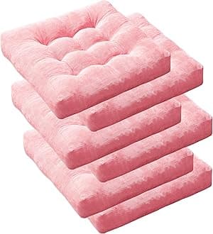 Degrees of Comfort Floor Cushion 6 Pack for Meditation, Office & Classroom – Corduroy Soft Seating Set, 22 Inch, High-Density Foam, Square Shape, Pink