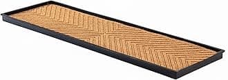 Anji Mountain AMB0BT4F-017 Black Rubber Boot/Shoe Tray with Coir, Fits 4 Pair (46.5" Wide), Cross Embossed Insert