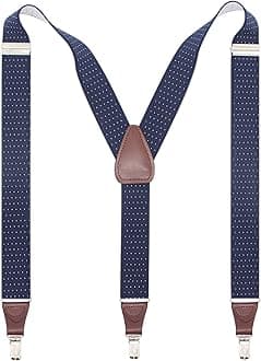 Men’s Y-shape 1.4 Inch Suspender -3 Metal Clips, Elastic Straps