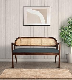 Enigma Bench Walnut Finish (Charcoal Grey)