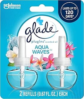 PlugIns Refills Air Freshener, Scented and Essential Oils for Home and Bathroom, Aqua Waves, 1.34 Fl Oz, 2 Count