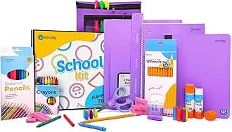Back to School Supplies for Kids, Purple School Supply Box Grades K-5, Premium Quality Kids School Supplies Kit, Kindergarten School Supplies for Girls and Boys, 71 Piece Set - by Enday