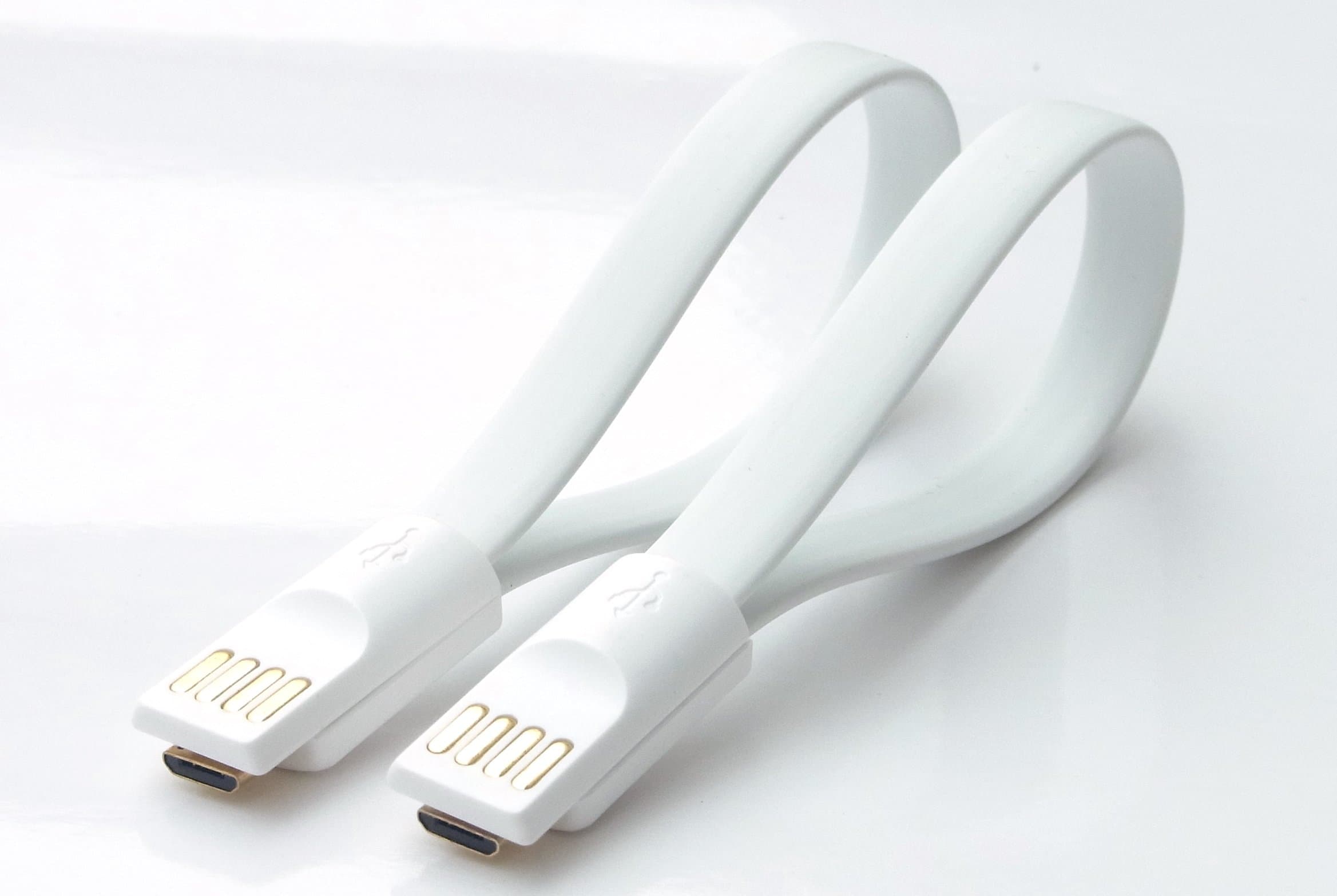 Twin Pack - Micro USB to USB Data and Charging Cable (8 inches long) Built-in Magnet Fits most Android Phone (White)