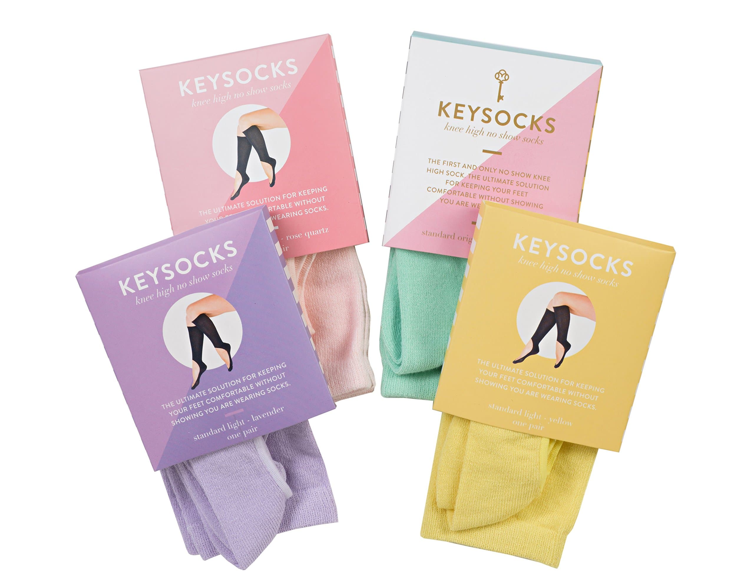 KEYSOCKS Knee High No Show Socks-Pastels 4 pack bundle