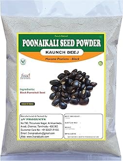 3V PRODUCTS Black Kaunch Beej Powder 100 Grams | Poonaikali Vidhai | Kaunch Beej | Mucuna Pruriens | Velvet Bean