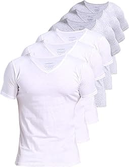 Comfneat Men's Undershirts 100 Percent Cotton Underclothing Comfy V-Neck T-Shirts (4-Pack/6-Pack)