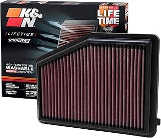 K&N High-Flow Original Lifetime Engine Air Filter: Increase Power: Premium, Washable: Compatible with 2012-2015 Acura/Honda: ILX, Civic, 33-2468