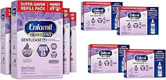 EnfamilNeuroPro Gentlease Baby Formula, HuMO6 Immune Blend, Infant Formula Powder, Baby Milk, 30.4 Oz (Pack of 4) + Ready-to-Feed Infant Formula, Liquid, 2 Fl Oz (24 Count)