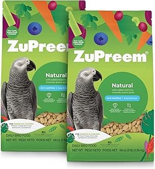 Natural Bird Food Pellets for Parrots & Conures, 3 lb (Pack of 2) - Daily Nutrition, Made in USA for Caiques, African Greys, Senegals, Amazons, Eclectus