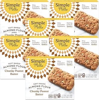 Simple Mills Almond Flour Snack Bars, Chunky Peanut Butter - Gluten Free, Made with Organic Coconut Oil, Breakfast Bars, Healthy Snacks, 6 Ounce (Pack of 6)
