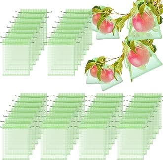 Boao 200 Pcs Fruit Protection Bags Fruit Netting Bags with Drawstring for Protecting Vegetable Net Cover Reusable Mesh Bag for Garden Apple Trees