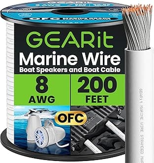 GEARit 8 Gauge Marine Electrical Primary Wire, 8 AWG (200ft) Marine Grade Tinned Copper Oxygen Free for Boat, Automotive, RV, Camper, Trailer