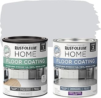 Rust-Oleum 367601 Home Interior Floor Coating Kit, Semi-Gloss Pearl Gray