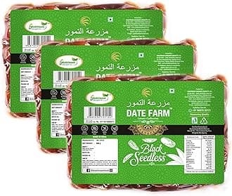 Date Farm Black Seedless Dates, 100% Natural, Seedless, Arabian Dates, Khajur, Boosts Immunity, No Added Sugar, Gluten-Free, 1.5 kg