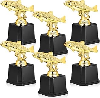 Taiyin Small Fishing Trophy Award Gold Fishing Trophies Large Mouth Bass Fish Trophy on Black Base for Fishing Tournaments, Competitions, Ceremonies, Fish Derbies, 5 x 3 Inch