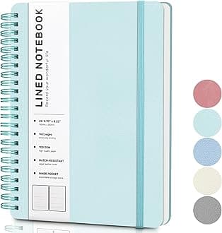 Light Green Lined Spiral Journal Notebook with 160 Pages, 8×5.7in, A5 Spiral Notebook, Journaling Notebooks for Work, School, Women, Men, College Ruled Spiral Notebook, Hardcover Leather Journals