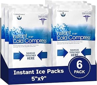 Instant Ice Packs for Injuries - 6 Pack of Disposable Cold Compress Ice Packs for Sprains, Strains, Contusions, Minor Burns, Toothaches, and More