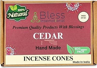Cedar 100%-Natural-Incense-Cones Handmade-Hand-Dipped Organic-Chemicals-Free for-Purification-Relaxation-Positivity-Yoga-Meditation The-Best-scents (60 Count)