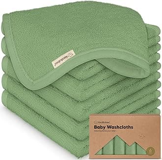6-Pack Baby Washcloths – Soft Absorbent Viscose from Bamboo Washcloths for Face, Body, Baby Towels for Newborn, Kids, Toddlers,Infant,Gentle on Sensitive Skin,10x10 Reusable Face Towels(Meadow Green)