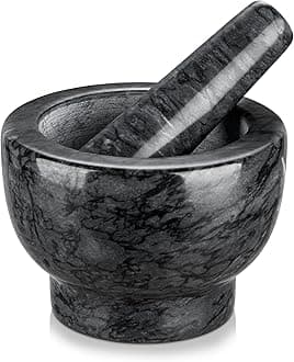 Velaze Marble Mortar and Pestle Set - 5.1 Inch Pestle & 1.25-Cup Capacity, Heavy Duty Grinder & Crusher for Spices, Herbs, Pills, Pestos - Polished Natural Marble Stone Kitchen Tool
