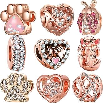 9 Pack Plated Silver Spacer Beads Charms fit Bracelet Dangle Set