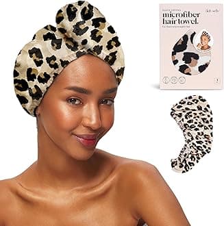 Kitsch Microfiber Hair Towel Wrap for Women – Ultra Absorbent Microfiber Bath Towels for Wet, Curly, Long or Short Hair – Anti-Frizz Hair Wrap, Great Hair Care Gifts for Women – Leopard