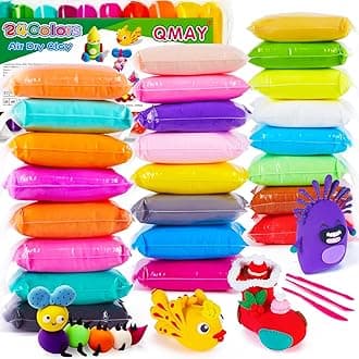 QMAY Air Dry Clay, 24 Colors Ultra Light Magic Clay, No-Toxic Dough, Modeling Clay for Kids with Tools, Gift for Kids